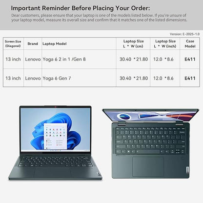 Smatree 13 inch Laptop Sleeve for Lenovo Yoga 6 Gen 7/8 Laptop Bag with Accessory Pocket, YKK Zipper, Patented Shockproof Design (E411)
