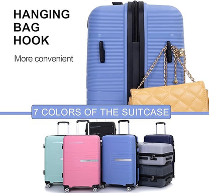 Travelhouse Luggage Sets, Expandable Hardside Suitcases 24in/28in, Carry on 20in,3 Piece Set Travel Luggages Clearance with Double Spinner Wheels TSA Lock Lightweight (Light Blue-1206)