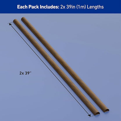 D-Line Half Round Cord Hider, Patented Cable Cover, Hide TV Wall Mount Wires, Raceway for Cords, Decorative Wire Covers, Paintable, Adhesive - 2X 1.18in W x 0.59in H x 39in L - Wood-Effect