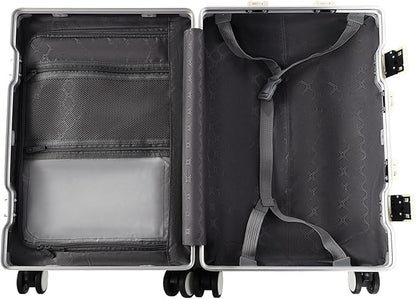 20" Carry On Luggage, Boarding Suitcase Hard Shell Suitcases with Spinner Wheels, Cup Holder, Front Compartment, USB Port, TSA Lock for Travel Front Opening