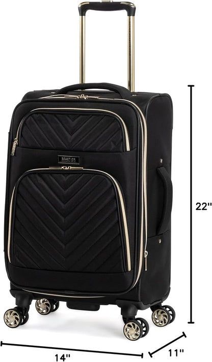 Kenneth Cole REACTION Chelsea Chevron Quilted Luggage, Black, 20-Inch Carry On