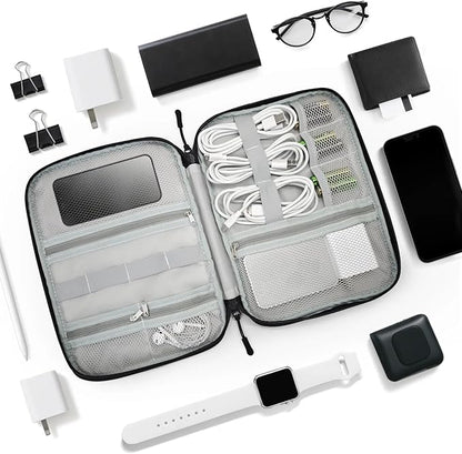 Cable Organizer Teal Mandala Flower Electronics Travel Organizer Case Tech Accessories Pouch Waterproof Cord Storage Bag for Power Bank Charger Phone Earphone