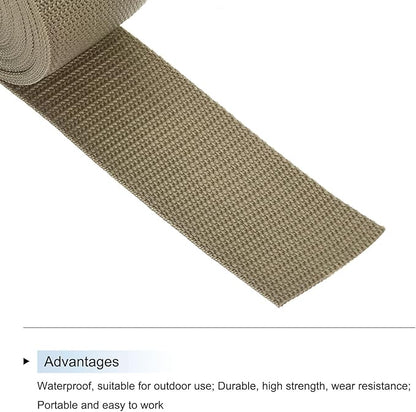 MECCANIXITY Lightweight Polypropylene Webbing Strap 2" 5 Yard Backpack Strapping Band Dark Khaki for Outdoor Luggage Cargo Straps