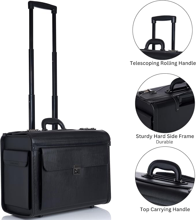 Alpine Swiss Rolling 17" Laptop Briefcase on Wheels Attache Lawyers Case Legal Size