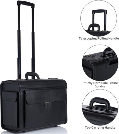 Alpine Swiss Rolling 17" Laptop Briefcase on Wheels Attache Lawyers Case Legal Size