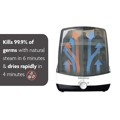 Baby Brezza Superfast 10 Minute Baby Bottle Sterilizer + Dryer - 75% Faster – Universal Electric Steam Sterilization for All Bottles, Pacifiers + Breast Pump Parts