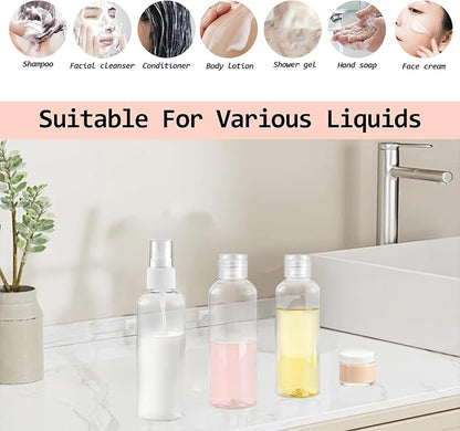 8Pcs Travel Bottles Set, TSA Approved Travel Size Toiletries, Reusable Leak Proof Cosmetic Containers for Shampoo, Conditioner, Cream -Women Men Travel Essentials