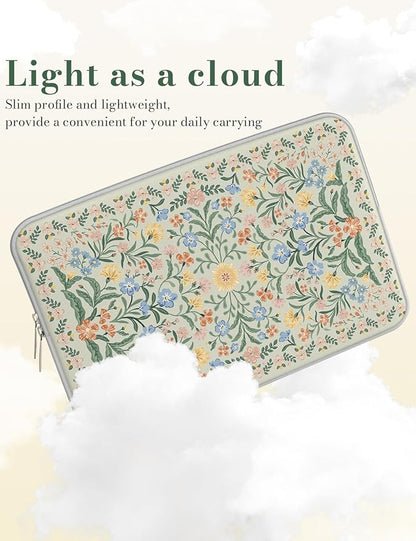 iCasso Laptop Sleeve 13 inch for MacBook Air 13-13.6 inch, Cute Laptop case for MacBook Pro 13 inch, Slim Protective Travel Carrying Case for MacBook Pro 14 inch, Chromebook, HP, Green Boho Floral
