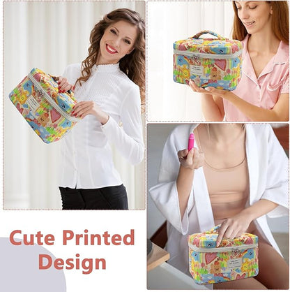 Large Makeup Bag, Cute Cosmetic Bag for Women Girls, Floral Coquette Aesthetic Toiletry Bag, Travel Make Up Organizer Bag (Heart Shape)