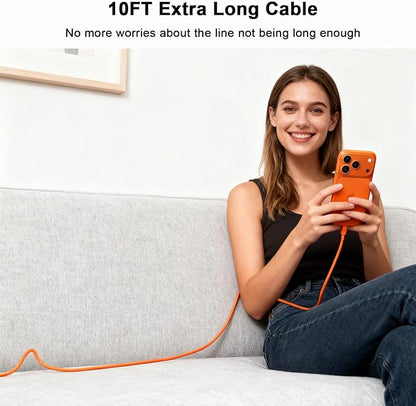 iPhone 17 Pro Max Charger Fast Charging, 40W USB C iPhone 17 Fast Charger Block with 10 FT Long Type C to C Charging Cable Cord for iPhone 17/17 Pro Max/17 Pro/Air/16/16 Pro Max/15/15 Pro Max, Orange