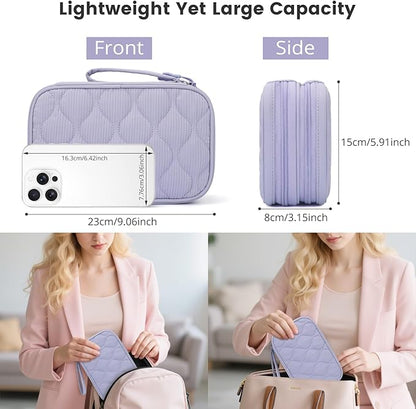 Skycase Tech Pouch - Lightweight Electronics Organizer Travel Case, Double Layers Travel Cable Organizer, All-in-One Storage Bag for Charger, Cord, Phone, Flash Drive, Accessories