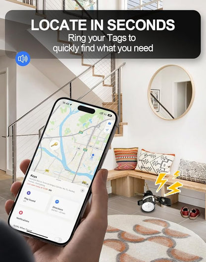 QNCZ Key Tracker, Air Tags-2 Pack, Luggage Tracker Works with Apple Find My (iOS only), Water-Resistant, GPS Tracker Tags for Wallet, Luggage, Keys, Backpack, Black