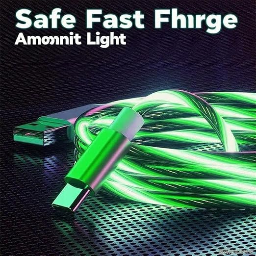 USB Cable PD Fast Charger Lighted Up (USB A to C Green),Mobile Phone Data Cable, Charging Cable, Supports Data Transfer, 39-inch, TPE Material, Compatible with Almost All Type-C Devices.