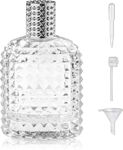 100ml/3.4 Oz Glass Spray Bottle Perfume Atomizer,Empty Travel Refillable Perfume Spray Bottle with 3 Kinds of Dispenser (A1)