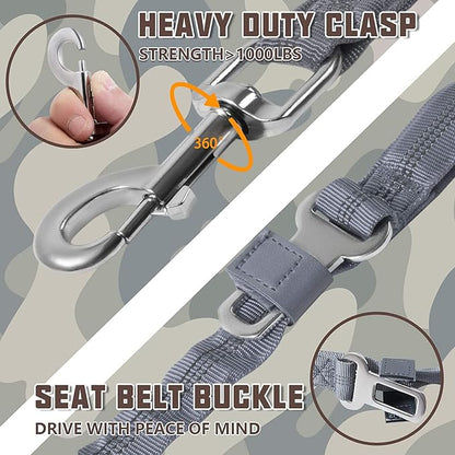 AUROTH Dog Leash Large Dogs, Heavy Duty Dog Leash Bungee, No Pull Leashes for Shock Absorption, Grey Dog Training Leashes for Medium Large Breed Dogs 6FT/4.5FT, 2 Padded Handles