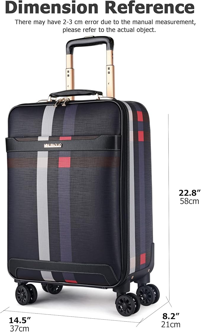 feilario 2Pcs Leather Business Spinner Wheel Luggage Waterproof Carry-On Suitcase with TSA Lock - Capacity 36-55L