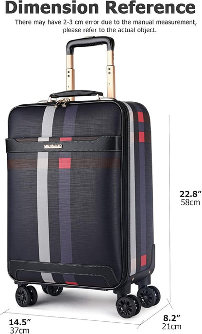 feilario 2Pcs Leather Business Spinner Wheel Luggage Waterproof Carry-On Suitcase with TSA Lock - Capacity 36-55L