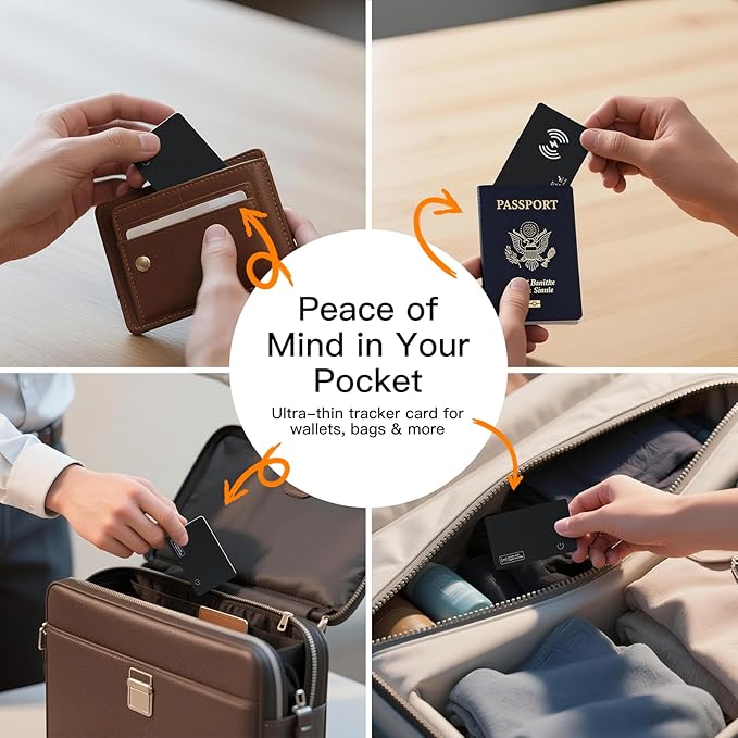 Ultra Slim Air Card Tag: 2025 MFi Certified Wallet Smart Tracker Card - Compatible with Apple Find My Wallets Finder Tracking Cards Tags, Keep Track Item Locator of Luggage, Passport, Purse, Backpack