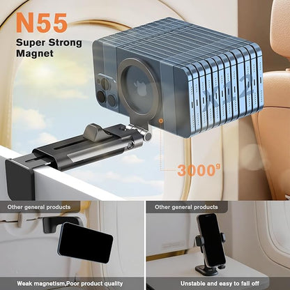 Airplane Phone Holder Mount,360° Adjustable Hands-Free Mount,Handsfree Airport Mount Long Flight Must Haves for Woman Man Fits iPhone 17 16 15 14 Pro Max Series