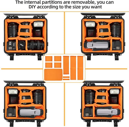 Protective Camera Case 11 X 9 X 5.7 Inch Shockproof Water-resistant with Adjustable Dividers (Can hold cameras, pistols, gear, equipment)