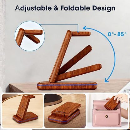 Wireless Charging Station for Samsung/Android, Fast Wireless Watch Charger Station Compatible for Samsung Galaxy S25 Ultra/S24/S23+/Z Flip 7/6 Fold 7/6, Watch8/7/Pro/Active 2 Galaxy Buds3/2 Pro(Wood)