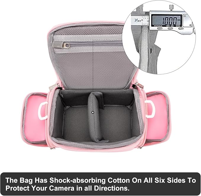 CADeN Compact Camera Shoulder Crossbody Bag Case Compatible for Nikon, Canon, Sony SLR/DSLR Mirrorless Cameras and Lenses Waterproof(1.0 S, Pink)