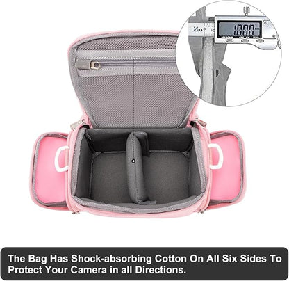 CADeN Compact Camera Shoulder Crossbody Bag Case Compatible for Nikon, Canon, Sony SLR/DSLR Mirrorless Cameras and Lenses Waterproof(1.0 S, Pink)