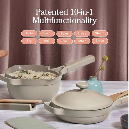Our Place Mini Always Pan | 8.5" Ceramic Pan with Modular Lid & Beechwood Spatula | Patented 10-in-1 Nonstick, Non-Toxic Cookware Made Without PFAS | Induction & Oven-Safe up to 450°F | Sage