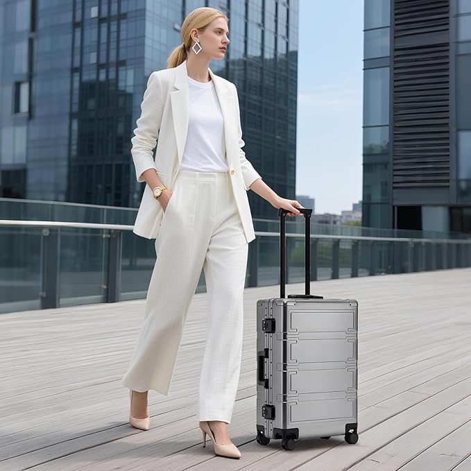 Simcat All Aluminum Carry On Luggage, 20 Inch Hard Shell Zipperless Luggages，Airline Approved Suitcase with TSA Lock and Silent Wheels (Gray,20inch/56.5x21.5x39.5cm)