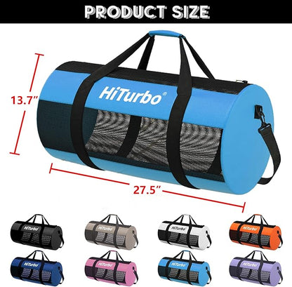 Hiturbo Mesh Dive Duffel Bag: Scuba Gear Bags for Diving, Snorkeling, Freediving and Swimming - 60L Travel Beach Pool Water Sports Equipment Bag with Shoulder Strap