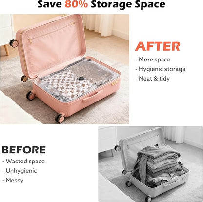 Travel Vacuum Bags with Wireless Charging Air Pump, 15 Pack Vacuum Seal Bags with 3 Sizes for Clothing Travel, Space Saver for Luggage, Business Trip, Home Storage
