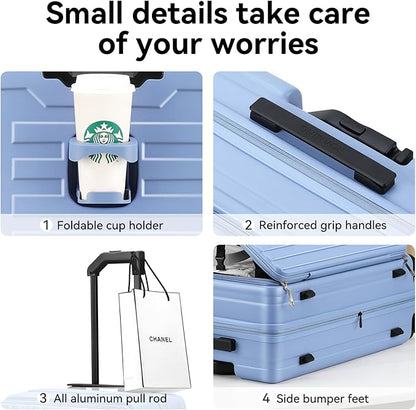 ROAMING Luggage Sets Hard shell Suitcase Top Opening Expandable with Wheels, Sturdy Large Suitcase Tsa Lock 20 Inch Carry on 28 Inch Checked Luggage, 2-Piece Set (20/28) for Travel Woman Men. Blue