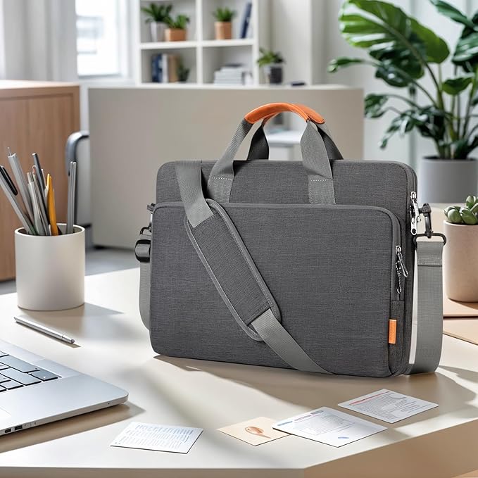 15 15.6 16 inch Laptop Computer PC Shoulder Bag Carrying Case, Water-Repellent Fabric Briefcase, Lightweight Toploader, Business Casual or School