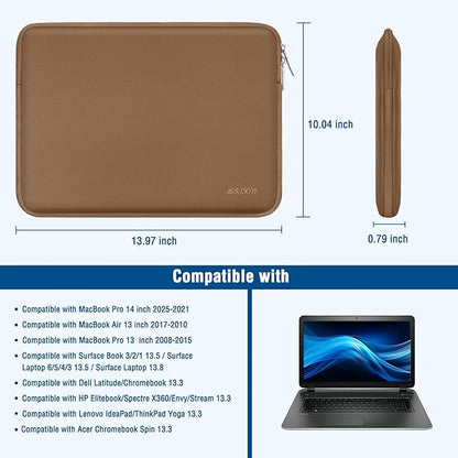 MOSISO Laptop Case 13.3 inch, 13-13.3 inch Laptop Sleeve Bag Compatible with MacBook Air/Pro 13/Pro 14 M5 M4 M3 M2 M1, HP Dell ASUS Lenovo, Neoprene Computer Sleeve Bag with Small Case, Mocha