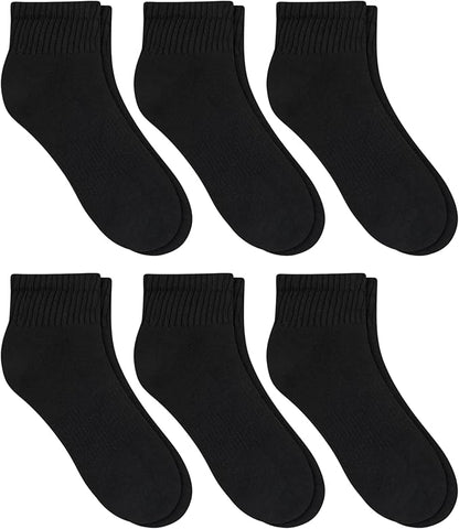 Hanes Unisex Plain White Socks Pack or Plain Black Socks Pack, Men's, Women's & Teen Sizes, Crew and Ankle 6-Packs