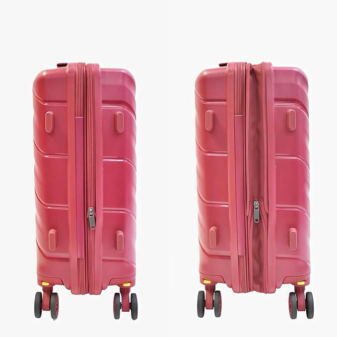 Karriage-Mate Expandable Hardside Carry-On Luggage Set, Suitcase with Eight Spinning Wheels, 20-Inch and Scratch-Resistant Surface (Red)