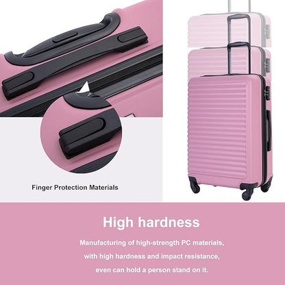 Travelhouse Luggage Sets, Expandable Hardside Suitcases 24in/28in, Carry on 20in,3 Piece Set Travel Luggages Clearance with Double Spinner Wheels TSA Lock Lightweight (2085-Pink)