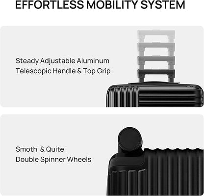 NINETYGO Carry On Luggage 22x14x9 Airline Approved, 20 Inch Luggage with Smooth Double Spinner Wheels, Hard Shell PC+ABS Suitcase Carry-On, Lightweight Travel Luggage, TSA Approved (Black, Himalayas)