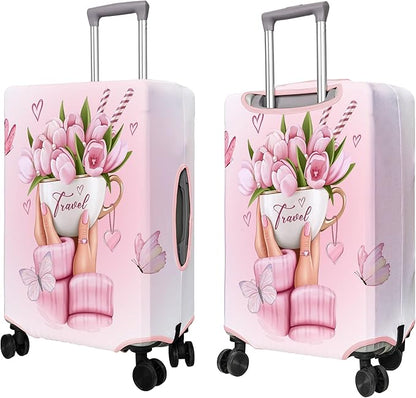 Travel Luggage Cover Suitcase Protector Fits 18-32 Inch Wheel Covers PatternedTravel Related Items Flower Luggage Protector Elastic S