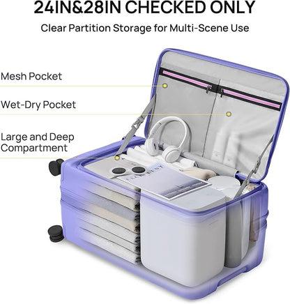NINETYGO Carry On Luggage 22x14x9 Airline Approved, Top Opening Luggage 20 Inch Suitcase, Expandable, PC Hard Shell, Larger Capacity Carryon, TSA Lock, 360° Spinner Wheels (Pink)