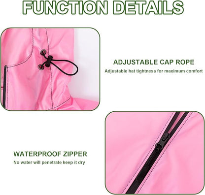 Hooded Rain Ponchos for Adult - Rain Coat and Rain Jacket with Waterproof Pocket and Zipper