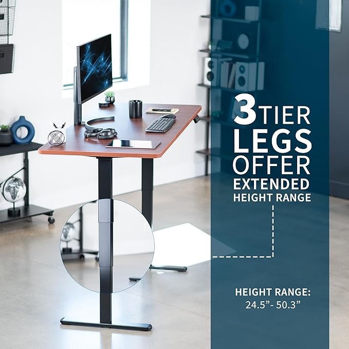 VIVO Electric 71 x 30 in Dual Motor Sit Stand Desk, Memory Height Adjustment, 2B Series, Dark Walnut Top Black Frame, DESK-KIT-2B7D