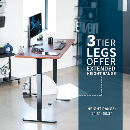 VIVO Electric 71 x 30 in Dual Motor Sit Stand Desk, Memory Height Adjustment, 2B Series, Dark Walnut Top Black Frame, DESK-KIT-2B7D