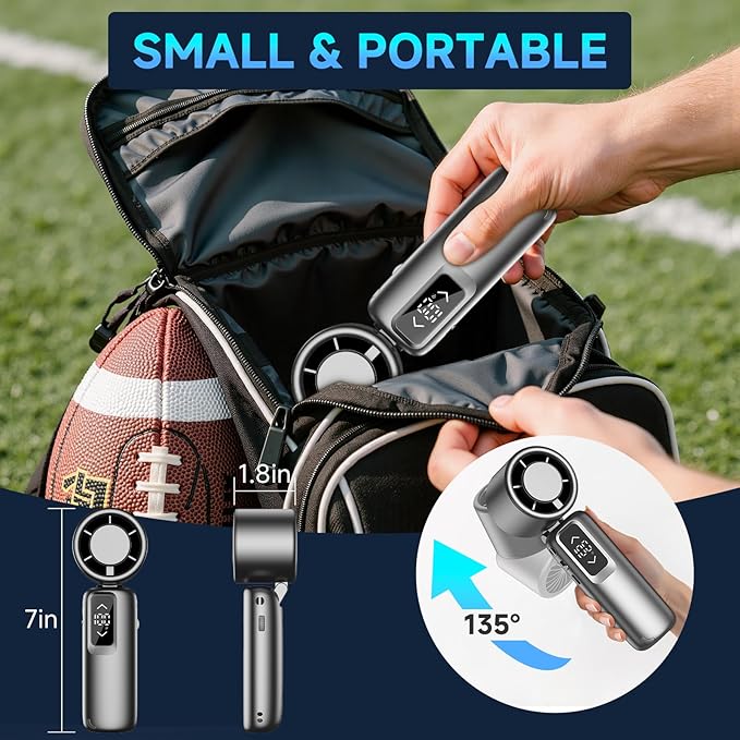 Portable Handheld Turbo Fan, 1-100 Gear Wind, Battery Operated, Up to 23 Working Hours, 3 IN 1 Personal Fan with Air Turbo Tech, Cooling Essentials for Indoor/Outdoor(Grey)