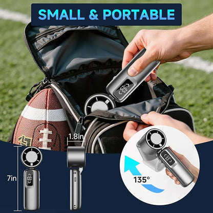 Portable Handheld Turbo Fan, 1-100 Gear Wind, Battery Operated, Up to 23 Working Hours, 3 IN 1 Personal Fan with Air Turbo Tech, Cooling Essentials for Indoor/Outdoor(Grey)