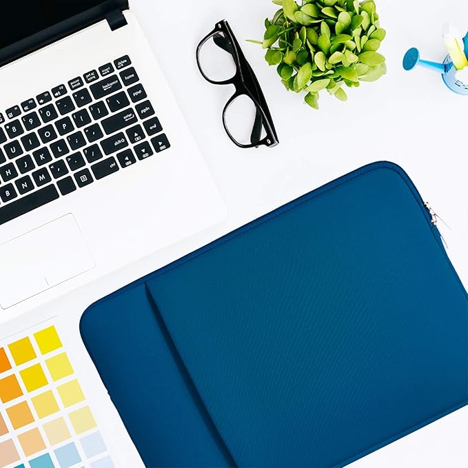 RAINYEAR 16 Inch Laptop Sleeve Soft Case with Front Pocket & Accessories Pouch,Specially Compatible with 16" MacBook M1 M2 M3 M4 A2141 A2485 A2780 A2991 A3403 A3186 (Navy Blue, Upgraded Version)