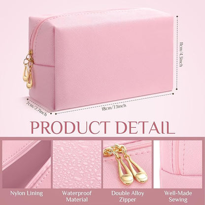 Cunno 100 Pcs Makeup Bags Bulk PU Leather Cosmetic Pouch Christmas Small Pouch Bag DIY Toiletry Bags Preppy Aesthetic Travel Storage Organizer for Women Travel Christmas Party Gift(Pink)
