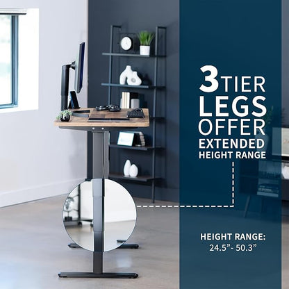 VIVO Electric 55 x 28 in Dual Motor Sit Stand Desk, Memory Height Adjustment, 2B Series, Reclaimed Wood Top Black Frame, DESK-KIT-2B55P