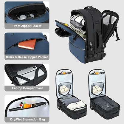 SOAEON Vacuum Backpack with Pump,Waterproof Underseat Carry on Bag with Vacuum Seal Compression Backpack for Airplane
