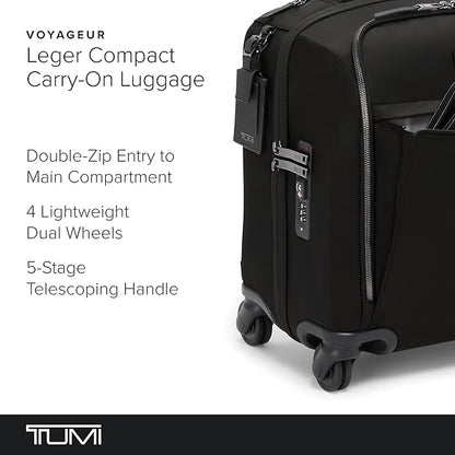 TUMI - Voyageur Leger 4 Wheeled Luggage - Women's Lightweight and Spacious, Sleek Silhouette, Durable Premium Suitcase - 16" Compact Carry-On, Black with Gunmetal Hardware